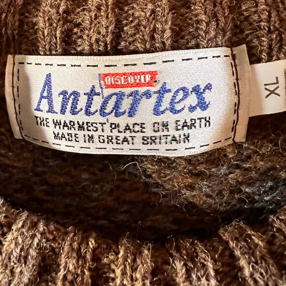 Antartex Wool Fair Isle Sweater Brown Gray Vintage Knit XL - Picture 5 of 7